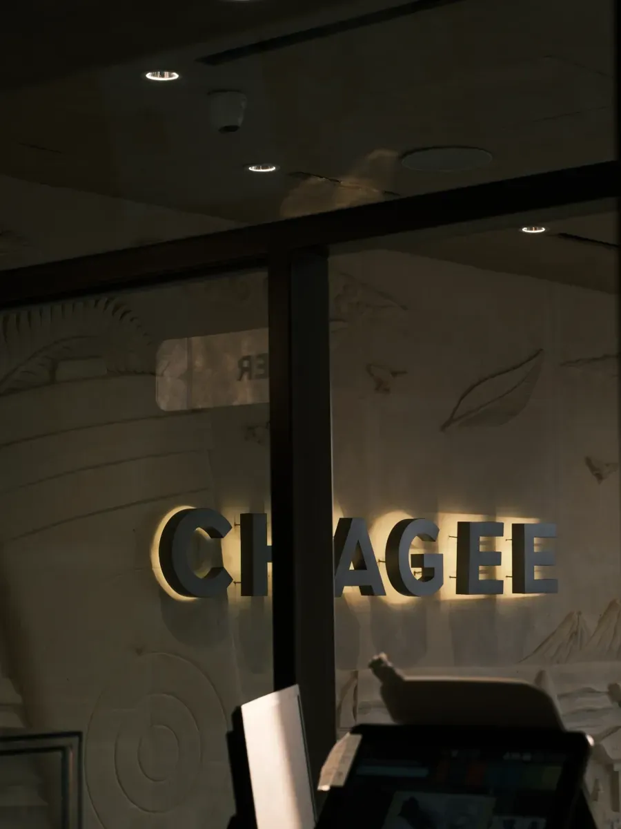 CHAGEE wall sign inside its Discovery Shopping Mall location